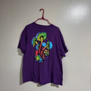 Vintage y2k psychedelic retro 70s frogs & mushrooms t shirt mens xl